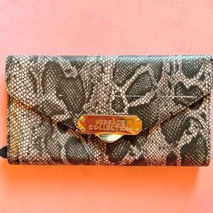 Faux Versace Collection Black and White Snakeskin Wallet